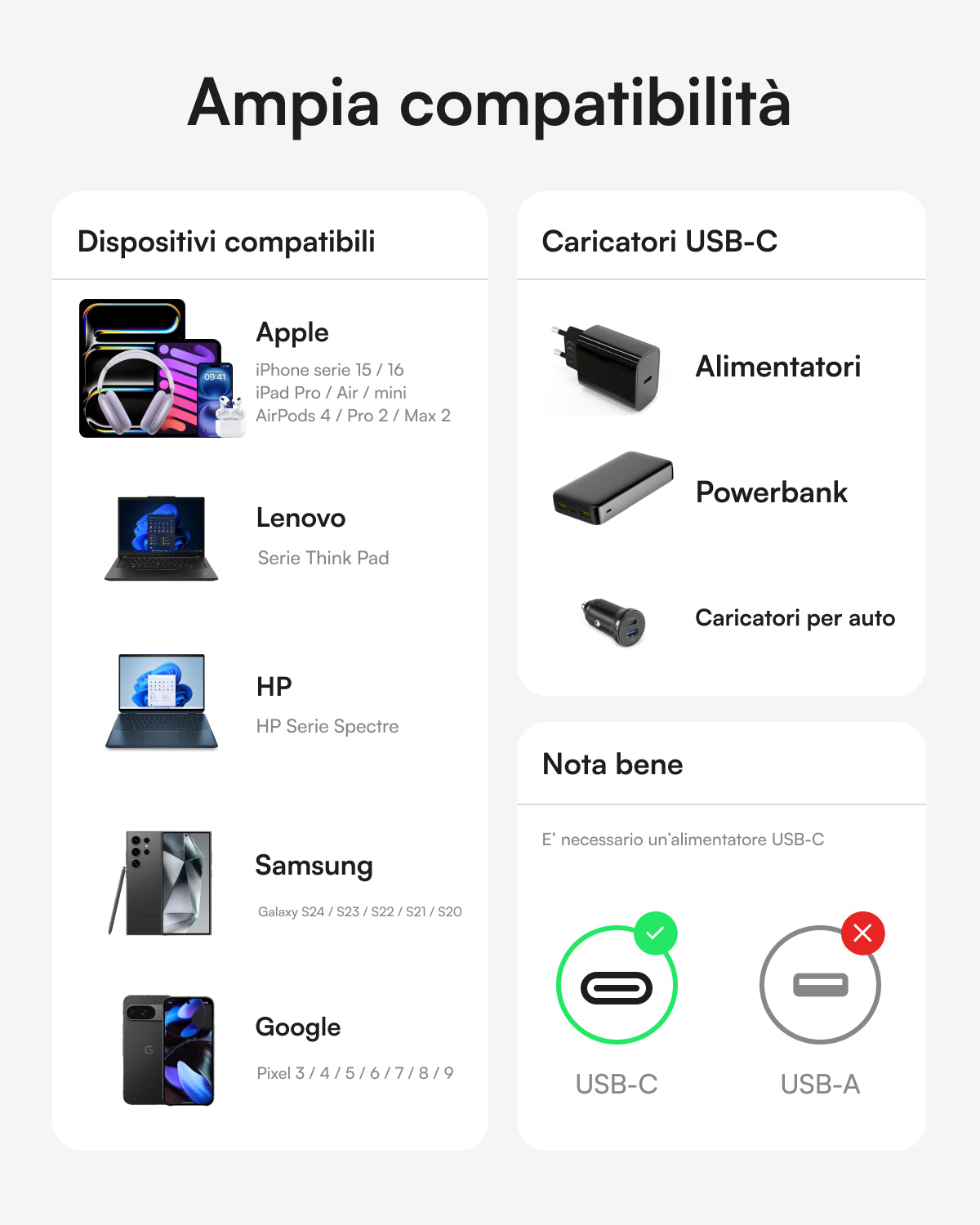 Cavo di ricarica intrecciato USB-C da 60W (1 m)